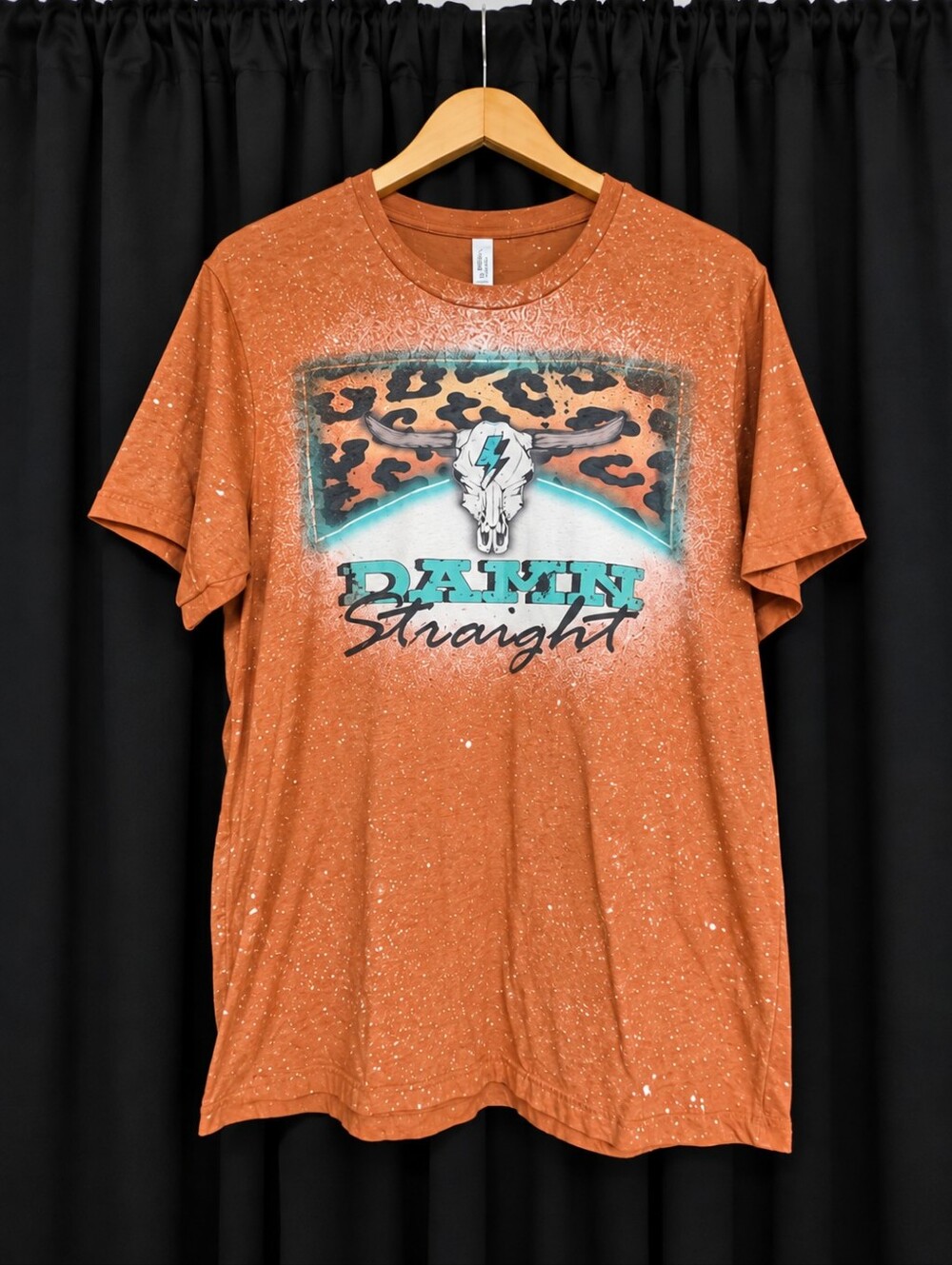 Painted Aces Damn Straight Bleached Western Graphic Tee Rust XL